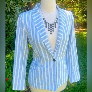 Dalia Blue and White Striped Blazer